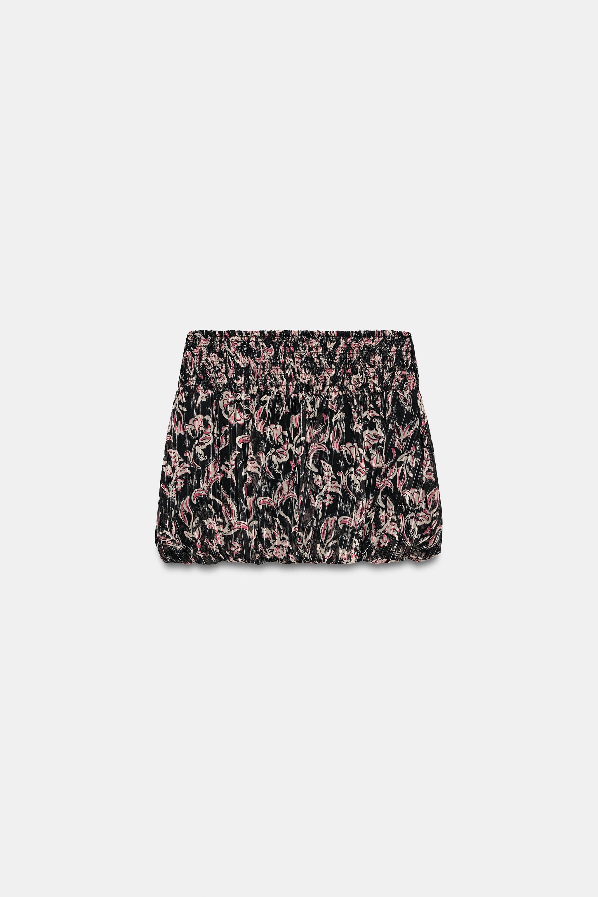 METALLIC THREAD SEQUIN PRINTED BALLOON SKIRT